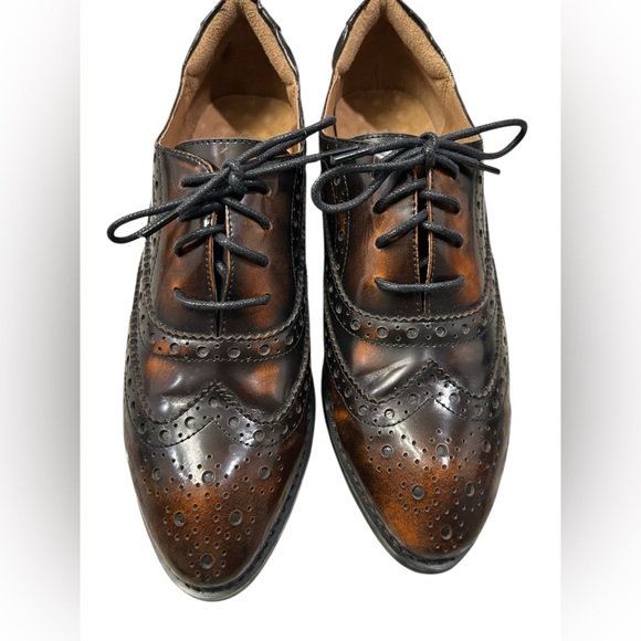 Mona Flying Women's Leather Perforated Lace-up Oxfords 40 US Size 9 - Picture 3 of 8